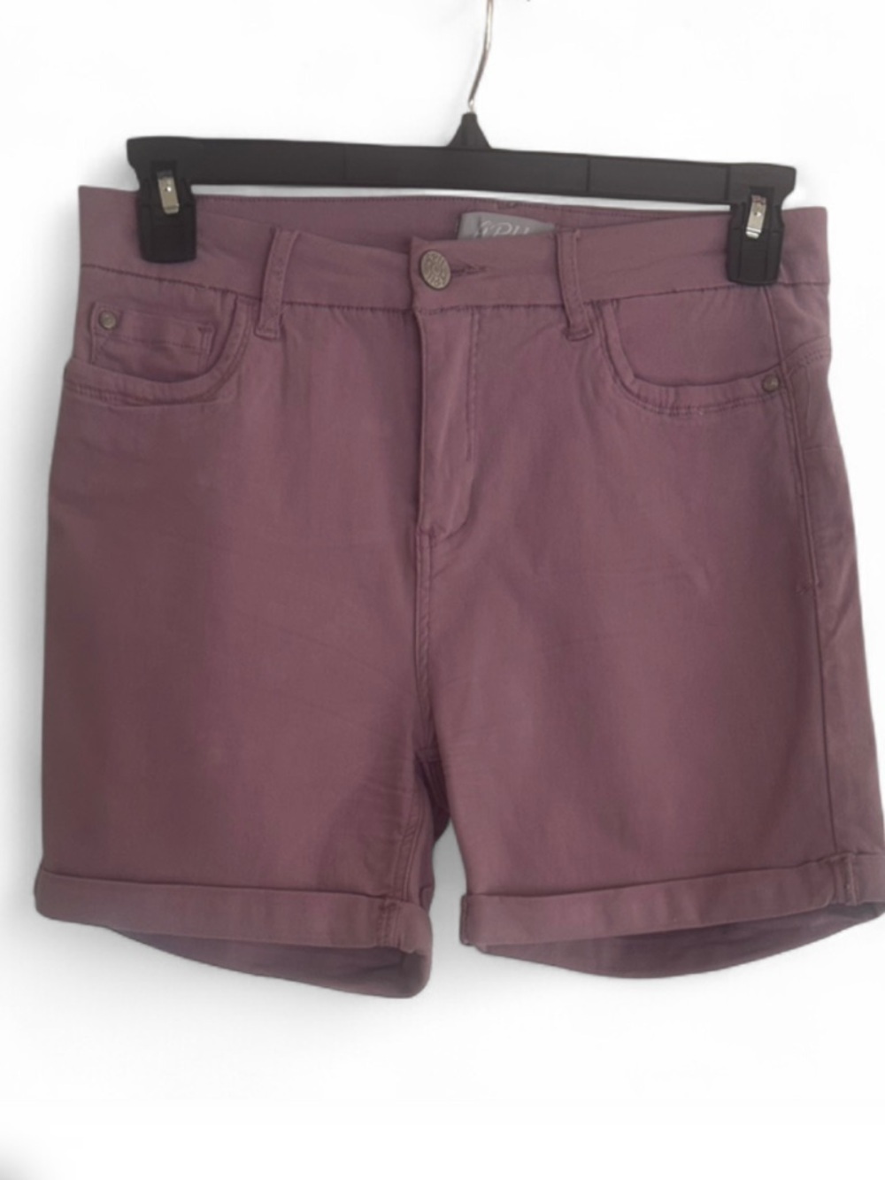 Women's Chino Shorts Purple Size 12 Viscose Blend Button Cuffed Pockets